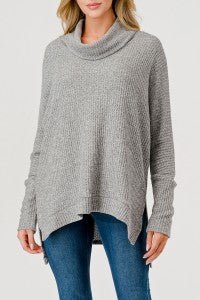 Waffle Texture Cowl Neck L/S Top - Sassy Inspiration