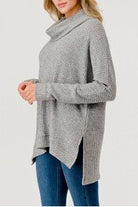 Waffle Texture Cowl Neck L/S Top - Sassy Inspiration