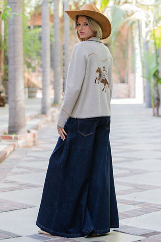 Western Whipstitch Trim Cardigan - Sassy Inspiration