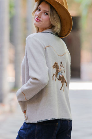 Western Whipstitch Trim Cardigan - Sassy Inspiration