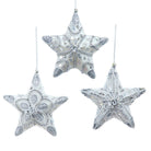 White & Silver Star Ornaments, 3 Assorted - Sassy Inspiration