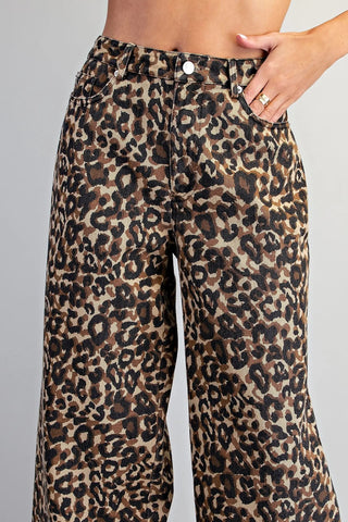 Wild Ruffle Leopard Mineral Wash Pants - Sassy Inspiration