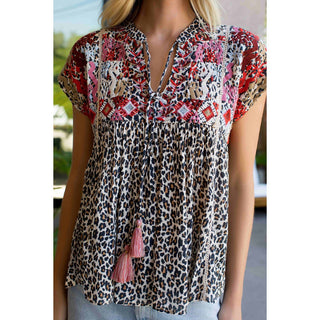 Wildly Chic Embroidered Leopard Top - Sassy Inspiration