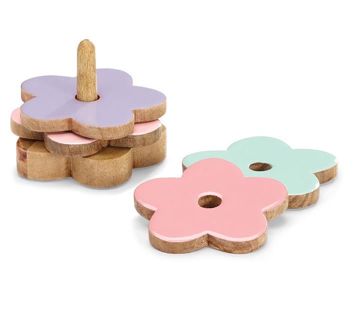 WOODEN FLOWER COASTER SET - Sassy Inspiration