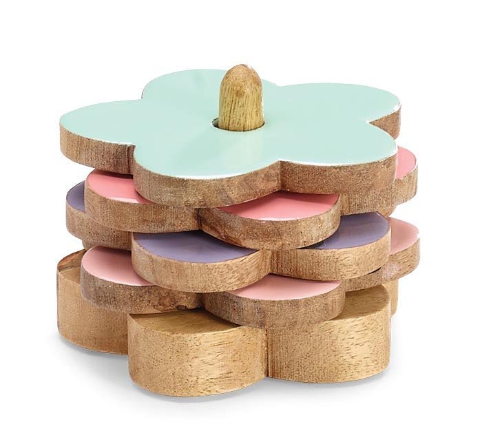WOODEN FLOWER COASTER SET - Sassy Inspiration