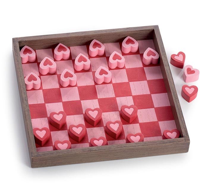 WOODEN VALENTINE CHECKERBOARD GAME - Sassy Inspiration