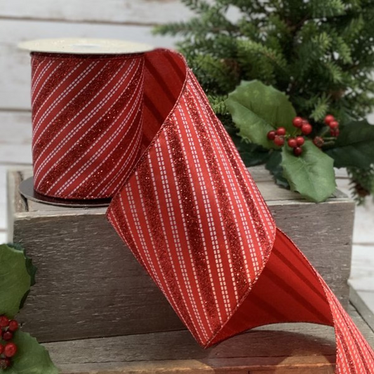 Ribbon - Glitter Stripe, Red