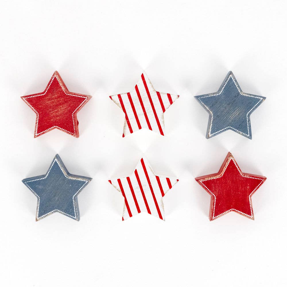 2x2 Wood Shapes set/6 LETTERBOARD Americana USA Stars - Sassy Inspiration