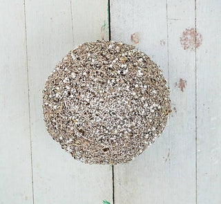 8in Champagne Gold Metalic Glittered Ball - Sassy Inspiration