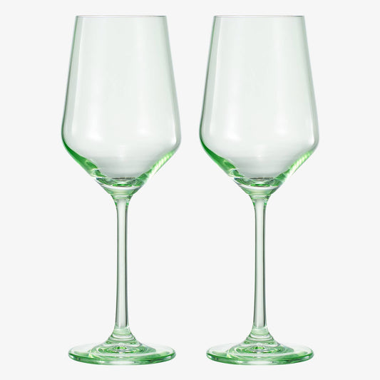 Colored Crystal Wine Glass | Set of 2 | 12oz (Green)