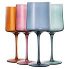 Colored Square Crystal Wine Glasses Set of 4 Large 13.5 oz - Sassy Inspiration