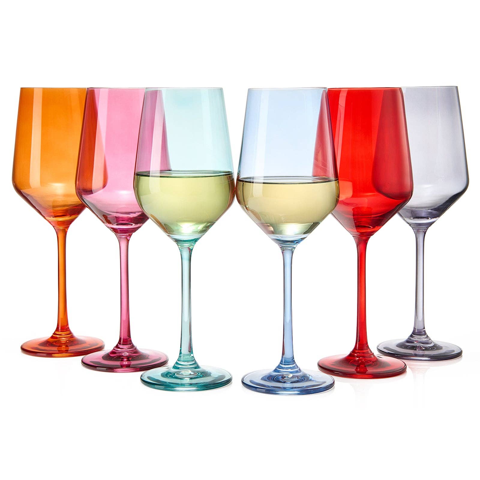 Colored Wine Glass Set, Large 12 oz Glasses Set of 6 - Sassy Inspiration