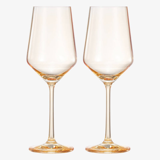 Colored Crystal Wine Glass | Set of 2 | 12oz  (Yellow)