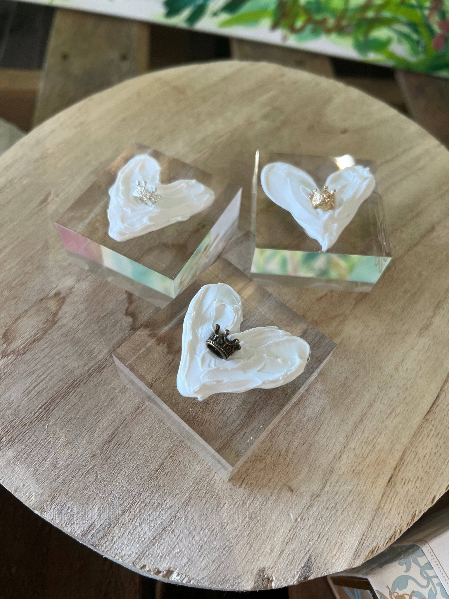 Hand Painted Heart on Lucite block 2’x2’ - Sassy Inspiration