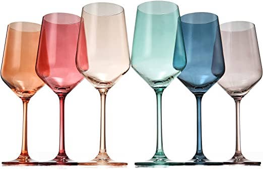 Luxury Colored Crystal Wine Glass Set of 6 - Sassy Inspiration